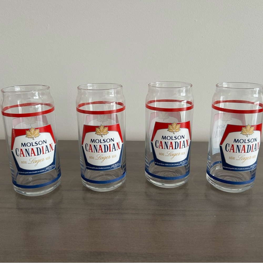 🇨🇦 Vintage Molson Canadian Beer Glasses – Set of 4 (Can-Style 500ml)